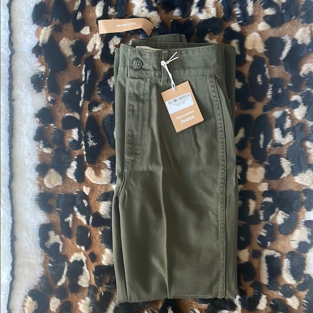 Reformation Olive Green High-Waisted Jeans